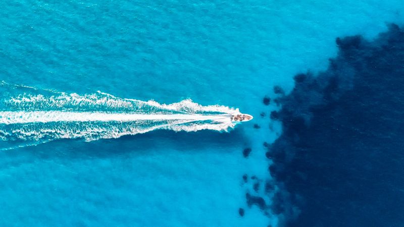 Boat sailing in the sea off Ibiza